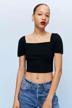 Ребристый топ H&amp;M, черный