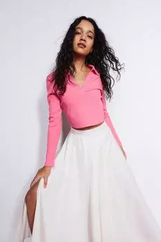 Ребристый топ H&amp;M, розовый