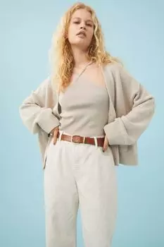 Ребристый топ H&M, светло-бежевый
