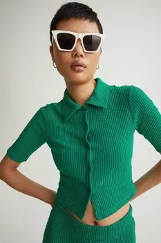 Ребристый топ H&amp;M, зеленый