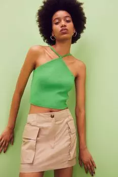 Ребристый топ H&M, зеленый