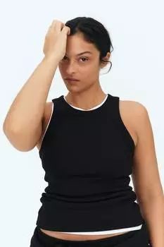Ребристый топ H&M, черный