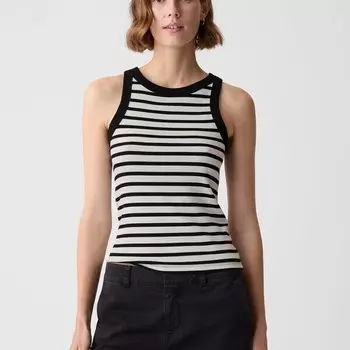 Ребристый топ с халтер-воротником Gap, белый