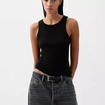 Ребристый топ с халтер-воротником Gap, черный