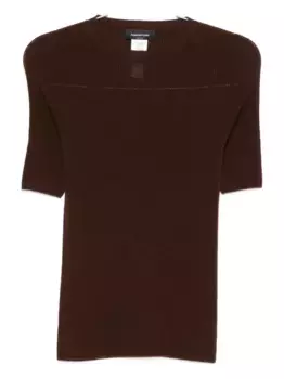 Ребристый топ с короткими рукавами Fabiana Filippi, коричневый