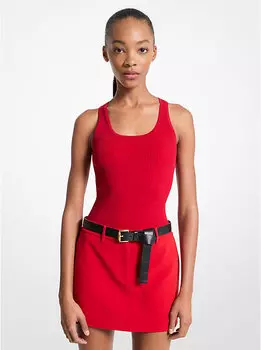 Ребристый топ с круглым вырезом Michael Kors, красный
