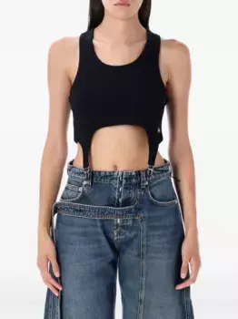 Ребристый топ с подвязками для чулок Jean Paul Gaultier, черный