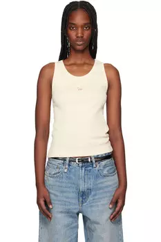 Ребристый топ с вышивкой лисёнка Maison Kitsun, цвет marble