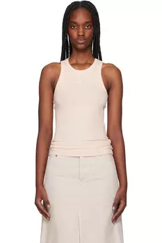 Ребристый топ с вышивкой лисёнка Maison Kitsun, розовый