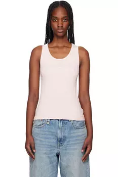 Ребристый топ с вышивкой лисёнка Maison Kitsun, розовый