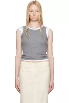 Ребристый топ с высоким воротом Aya Muse, серый