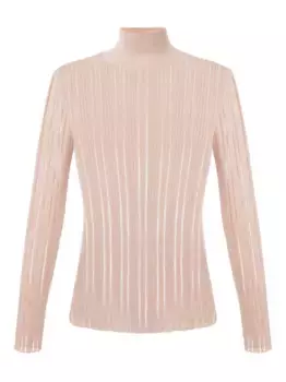 Ребристый топ с высоким воротом Elisabetta Franchi, нейтральный