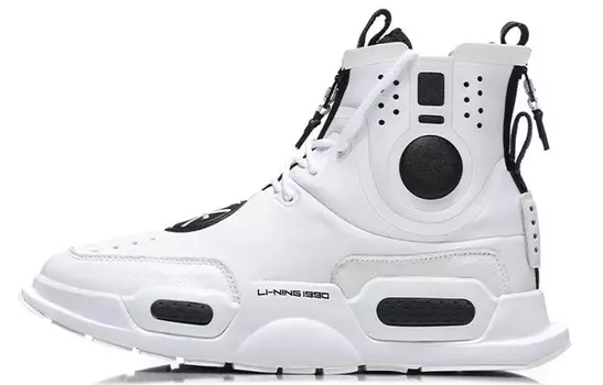 Reburn Винтаж Баскетбольные Кроссовки Мужские Высокие Белые/Черные Lining