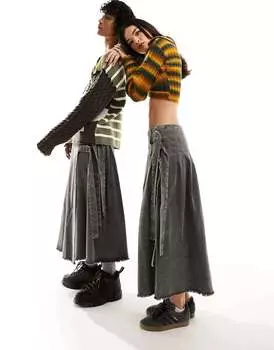 Reclaimed Vintage бесполая плиссированная юбка из твила с потертостями