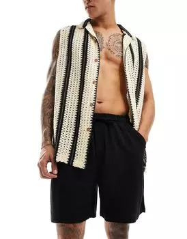 Reclaimed Vintage – черные шорты чинос из смесового льна