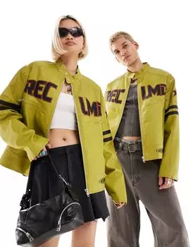 Reclaimed Vintage — мотоциклетная куртка унисекс из искусственной кожи вымытого зеленого цвета