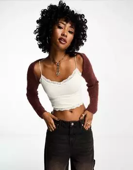 Reclaimed Vintage – пушистое вязаное болеро сливового цвета