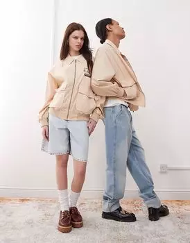 Reclaimed Vintage унисекс легкая куртка-бомбер харрингтон в каменном цвете