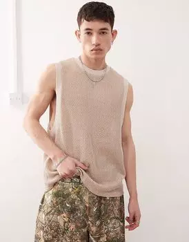 Reclaimed Vintage вязаная крючком объемная майка кремового цвета