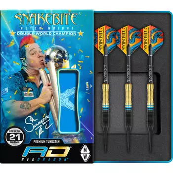 RED DRAGON Peter Wright Snakebite WC 2022 - 21-граммовые дротики из латуни со стальным наконечником RED DRAGON DARTS