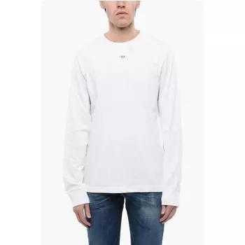 RED TAG Длинные рукава T-JUST-LS-D Футболка с круглым вырезом и вышивкой Diesel, White