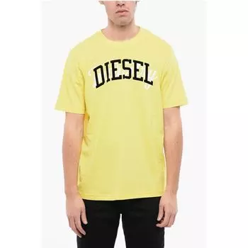 RED TAG Хлопковая футболка T-JUST-N10 с круглым вырезом и бархатным логотипом Diesel, Yellow