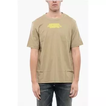 RED TAG Хлопковая футболка T-JUST-SLITS-N6 с круглым вырезом и принтом Diesel, Beige