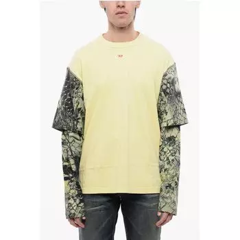 RED TAG Хлопковая футболка T-WESHER-N5 с круглым вырезом и принтом животных Diesel, Yellow