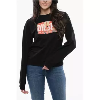 RED TAG Хлопковая толстовка F-REGGY-POFF с круглым вырезом и фронталом Diesel, Black