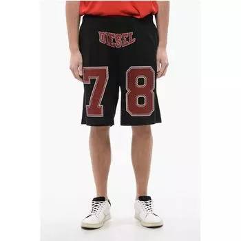 RED TAG Перфорированные шорты P-TAIN с затягивающимся шнурком на талии Diesel, Black