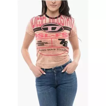 RED TAG Printed T-UNCUTIE Футболка с круглым вырезом и стразами Diesel, Multicolor