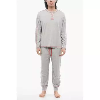 RED TAG Stretch Cotton UMSET-WILLONG Длинный пижамный комплект с V-образным вырезом Diesel, Gray