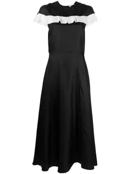 RED Valentino шелковое платье с оборками, черный