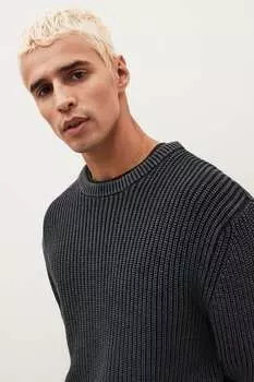 Редактируемый свитер свободного кроя и круглым вырезом Next, серый