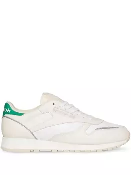 Кроссовки Reebok Classic Leather With Inserts, белый/зеленый