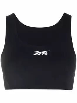 Reebok спортивный бюстгальтер с логотипом, черный