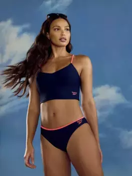 Reebok Tankini "Hana" (комплект, 2 шт.), с надписью-логотипом сбоку, цвет морской волны
