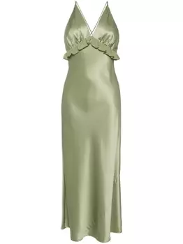 Reformation атласное платье Madrigal, зеленый