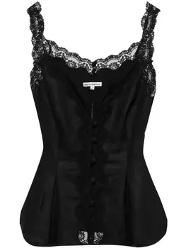 Reformation льняной топ Josefina, черный