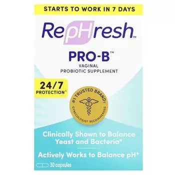 Refresh, Pro-B, вагинальная пробиотическая добавка, 30 капсул Rephresh