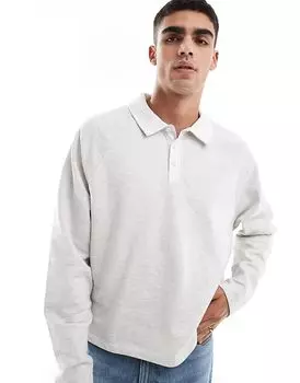 Регбийная толстовка-поло с рукавами реглан цвета ледяной меланж ASOS DESIGN