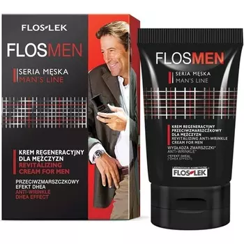 Регенерирующий крем против морщин для мужчин 50 мл - повышает эластичность и гладкость кожи - для мужчин старше 25 лет с сухой, чувствительной и нормальной кожей, Floslek