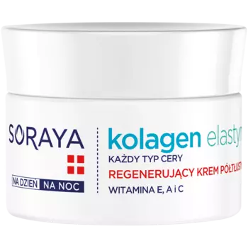 Регенерирующий полужирный крем для лица, 50 мл Soraya Kolagen + elastyna