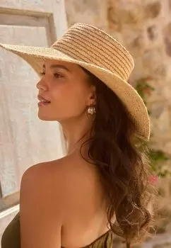 REGULAR FIT Flat Top Wide Brim Next, Шапка бежевый