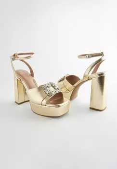 REGULAR FIT Next, босоножки на высоком каблуке Next, золотого цвета Tone Forever Comfort Jewel
