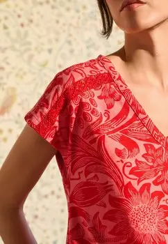 REGULAR FIT Next, Футболка с принтом Next, William morris красный с цветочным принтом V Neck Bubble Hem