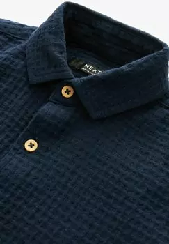 REGULAR FIT Next, Рубашка Next, темно-синий Short Sleeve Textured