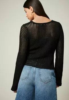 REGULAR FIT Open Stitch Detail Next, Вязаный джемпер черный