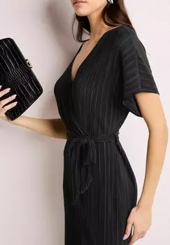 REGULAR FIT Plisse Short Sleeve Wide Leg Next, Комбинезон черный