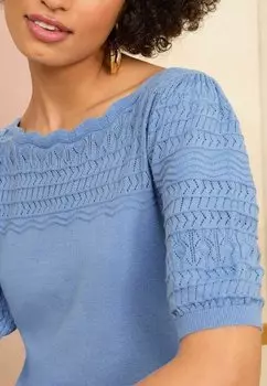 REGULAR FIT Pointelle Scallop Neck Love & Roses, Футболка с принтом синий